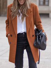 Aurohaya Elegant Double Breasted Wool Coat with Pockets for Women Chic Autumn/Winter Long Jacket